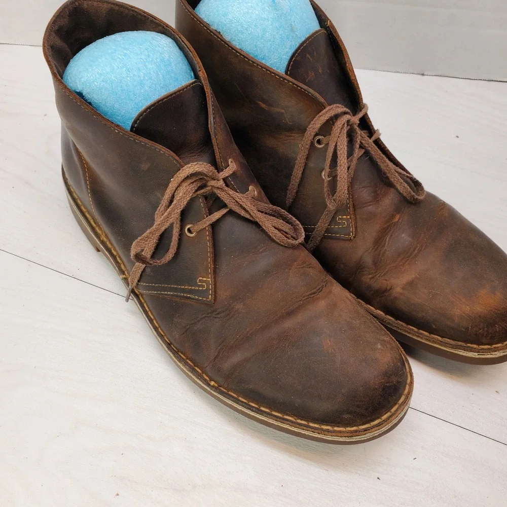 Clarks Desert Boots Beeswax Brown Leather Chukka Mens 11.5‎ M Classic Prep Indie
